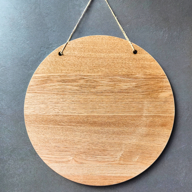 Alhamdulillah Arabic wooden sign reverse side with light wood grain.