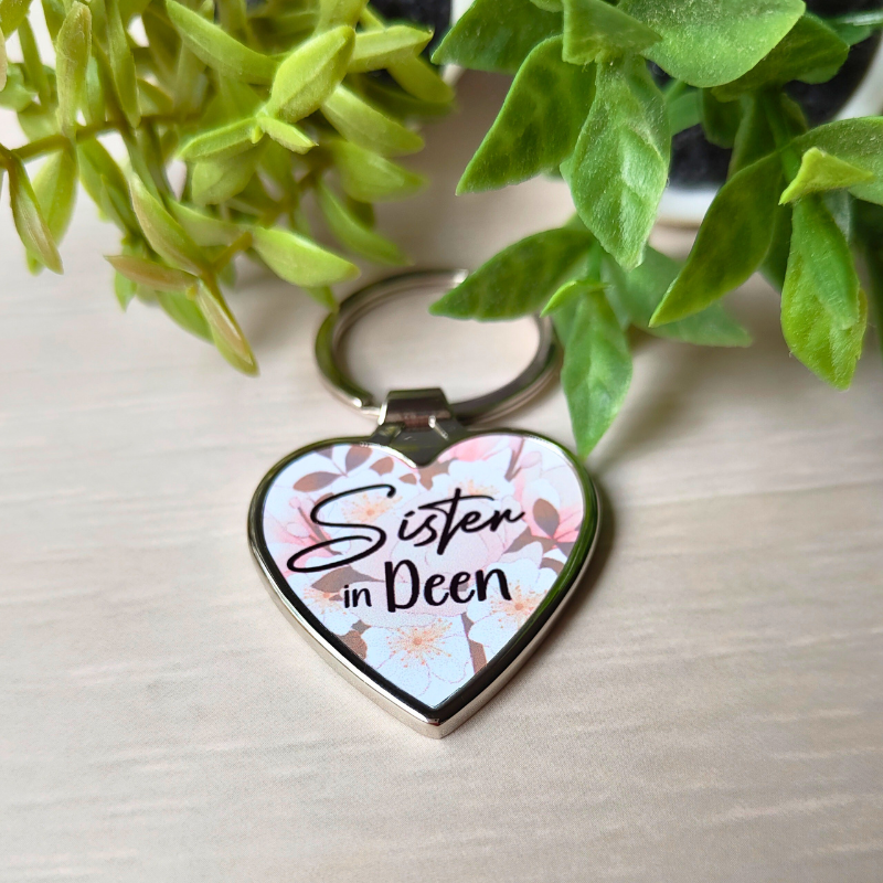 Muslimah keyring with cute Sister in Deen keyring. Unique new Muslim gift idea in Australia.