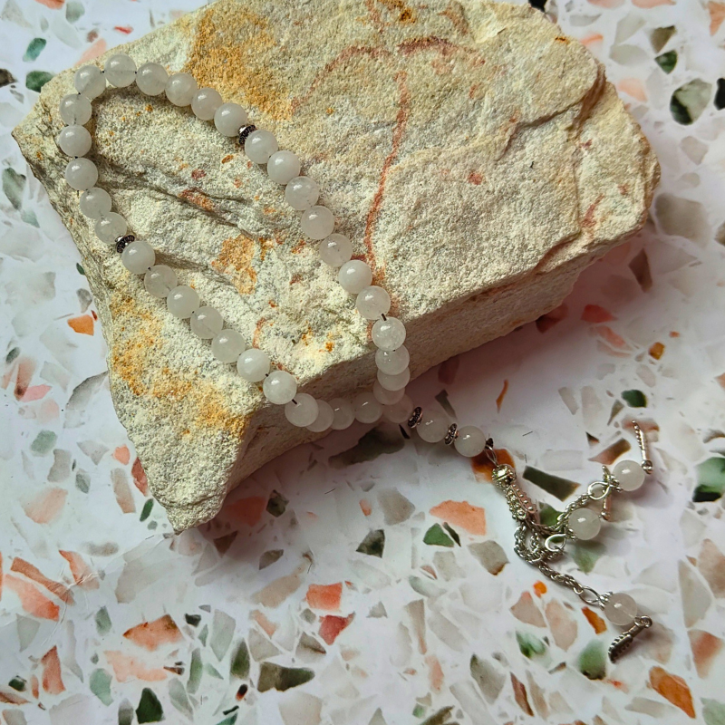 White crystal - look Tasbih Islamic prayer beads, 33 count beads with metal tassel.