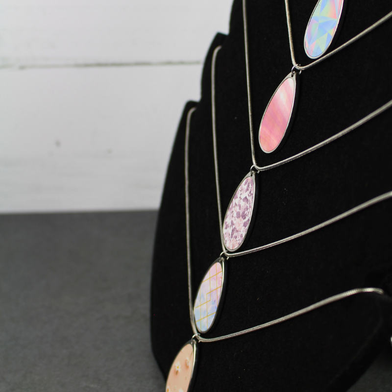 Teardrop Necklace - Black Floral