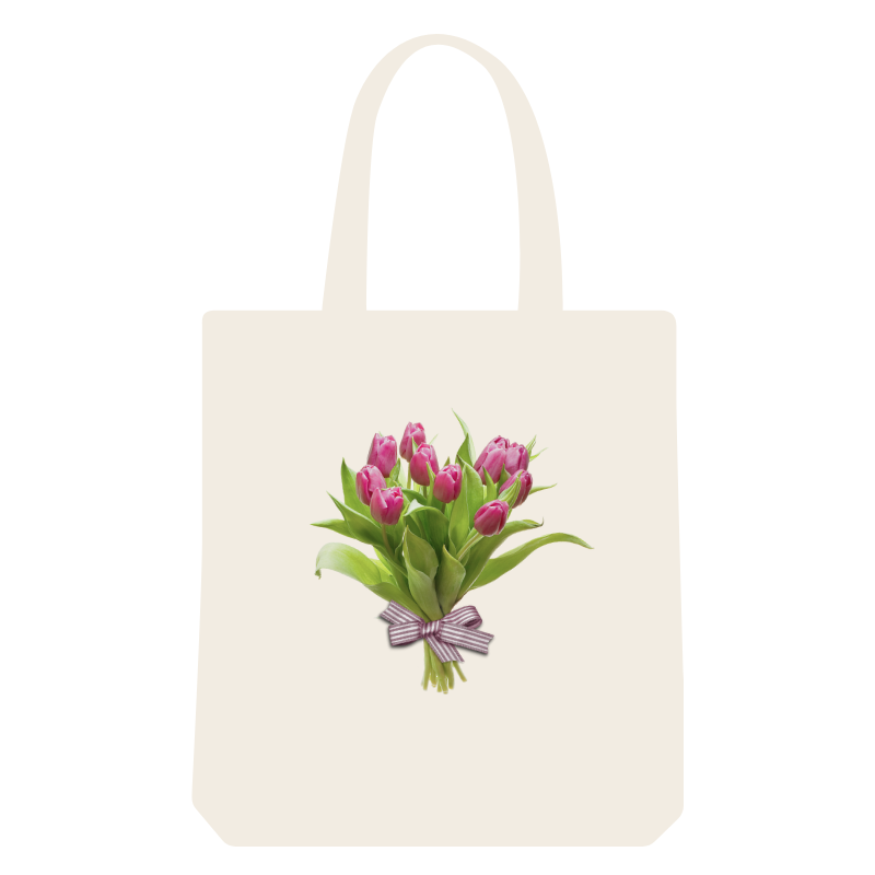 Classic tote bag with cute roses bunch design. Reusable and washable - the perfect tote for beach days.