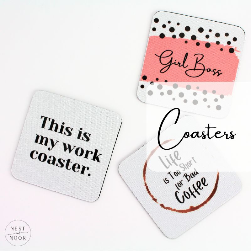 Printed drink coaster featuring modern Islamic-inspired design