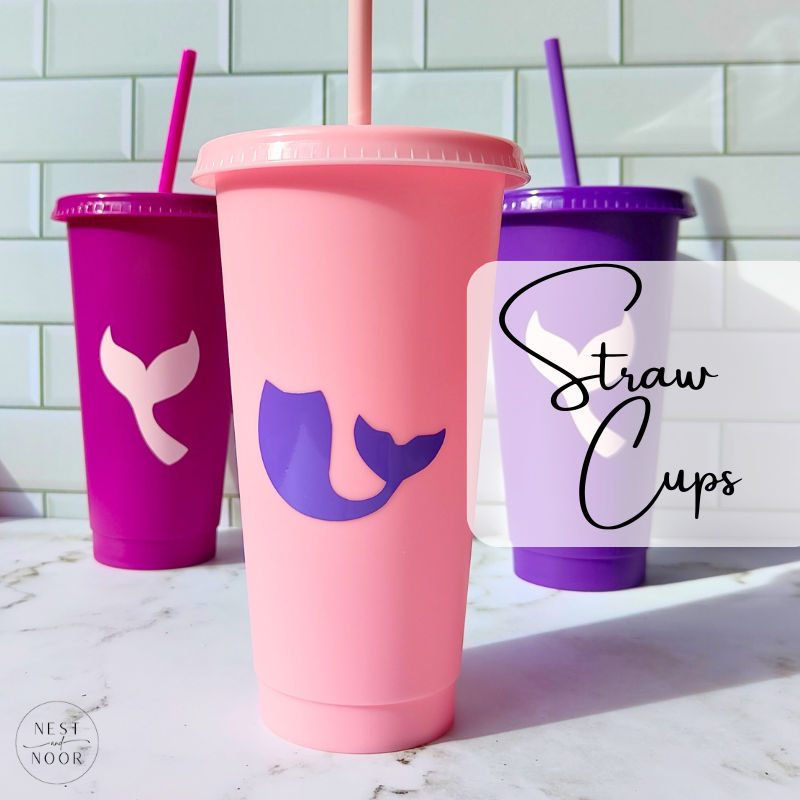 Reusable cold cup with straw featuring Islamic-appropriate designs