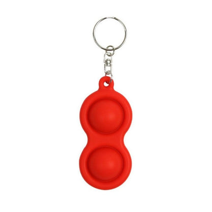 Bendable Silicone 2 Dimple Bubble Pop it Keyring. Red pop it keyring displayed on a plain white background.