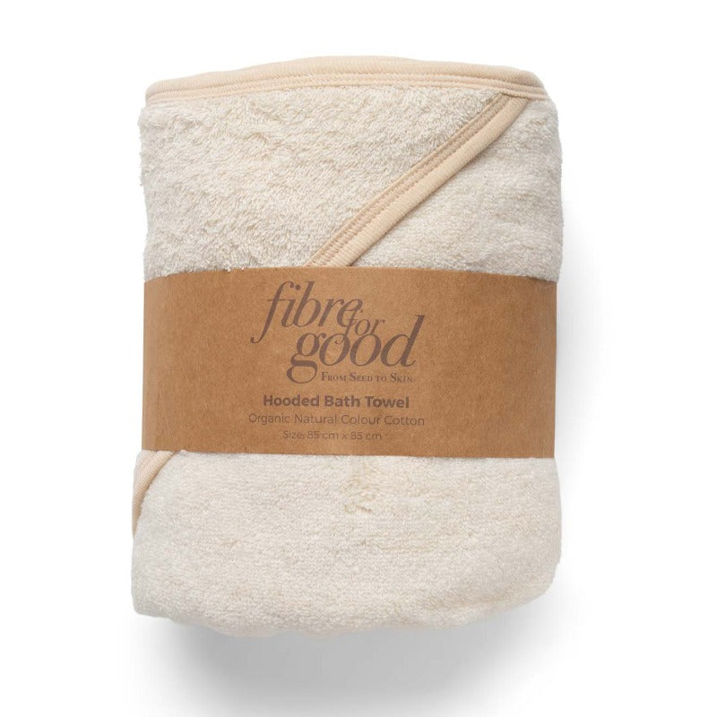 Wrap your baby in pure comfort with our Premium Hooded Baby Bath Towel. Rolled up on white background.