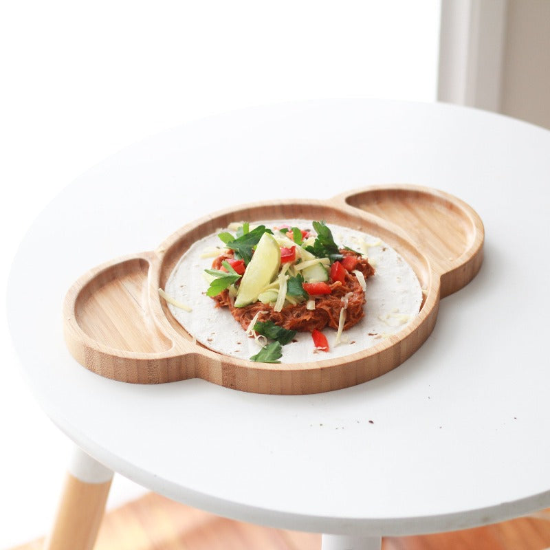 Karri Koala Toddler Feeding Plate: where sustainability meets creativity.  Lifestyle image with food on plate