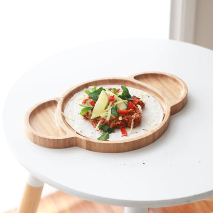 Karri Koala Toddler Feeding Plate: where sustainability meets creativity.  Lifestyle image with food on plate