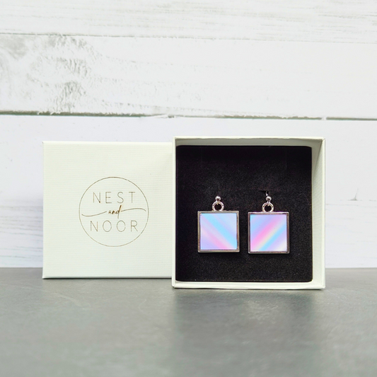 Square Earrings - Pastel Rainbow