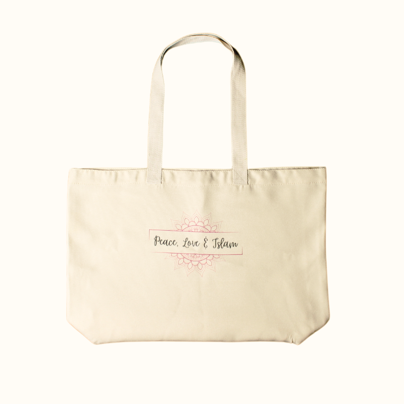Wide Tote Bag - Peace, Love & Islam