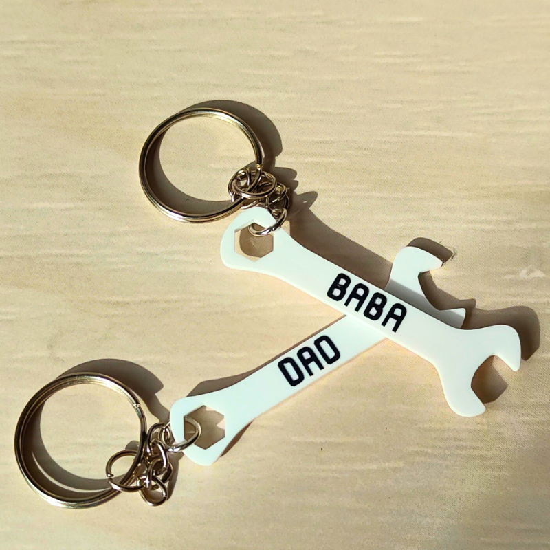 Novelty Spanner Keyrings for Baba or Dad.