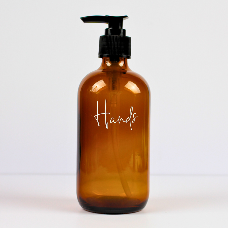 Sustainable 250ml Amber Glass Refillable Bottle For Hand Soap, hands bottle