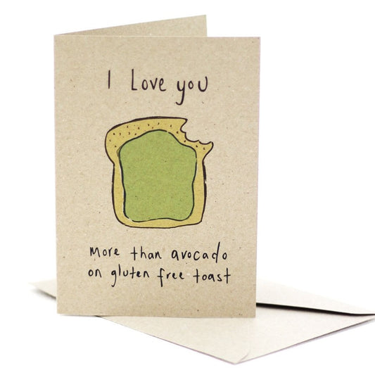 Environmentally Conscious Greeting Cards: Hand-Illustrated and Printed on 100% Recycled Materials. Avo On Toast design