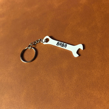 White Spanner Keyring for Baba