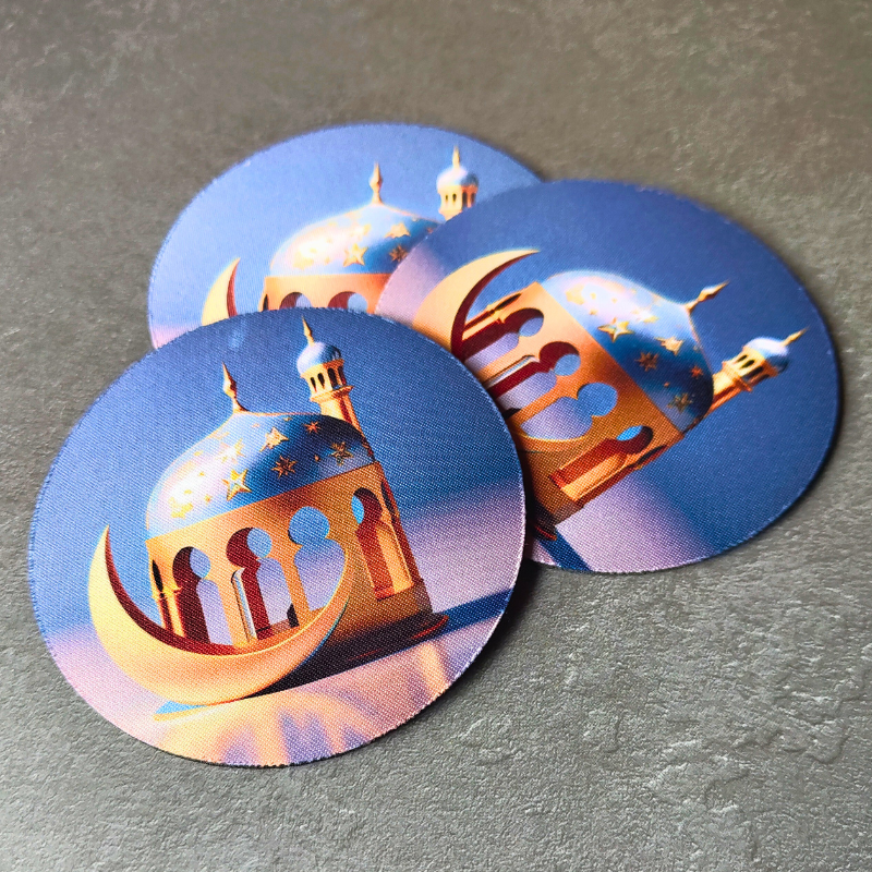 Islamic themed drink coasters with non slip rubber backing.
