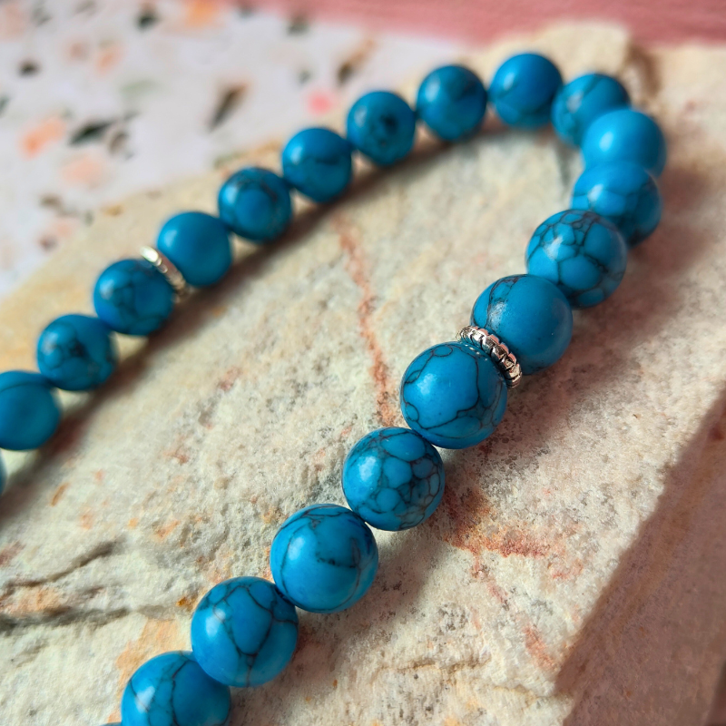 Islamic prayer beads, 33 count with blue stone-look beads.