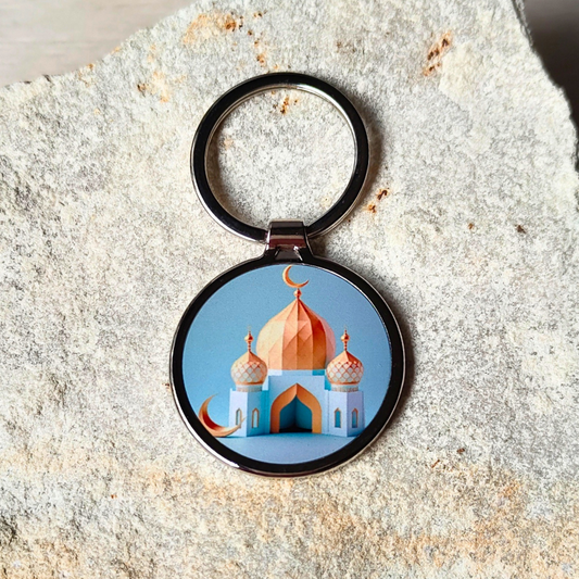 Islamic blue Mosque round keyring