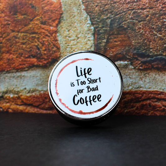 Life is too short for bad coffee - Scandinavian pine scented refillable car air freshener.