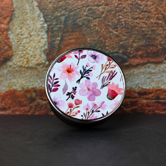 Pink Floral printed car vent air freshener with cherry blossom scent.