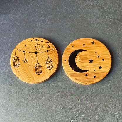 Bamboo Islamic Coasters perfect for the home or office. Display Islam in a subtle way.
