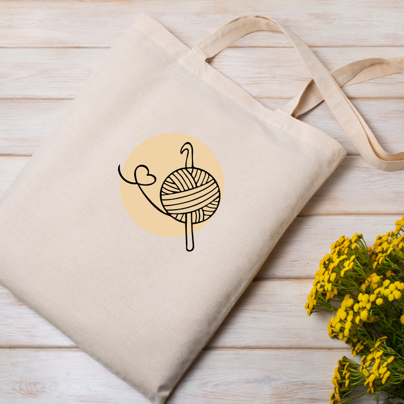 Adorable crochet lovers gift tote bag. Perfect for carrying yarn!