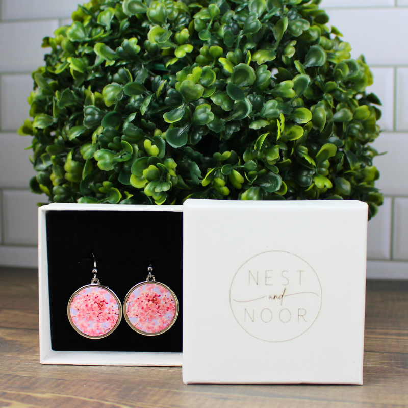 Round Earrings - Cherry Blossoms