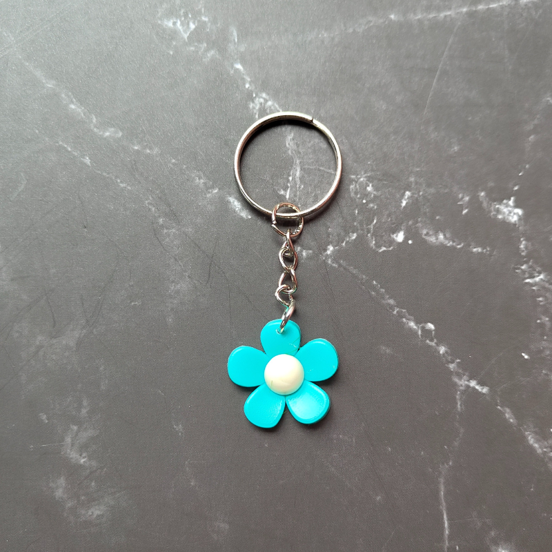 Blue and white cute flower keyring. Cheap keyrings in Australia.