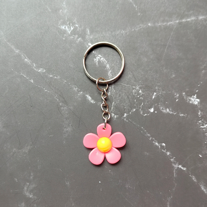 Pink and yellow pvc flower keyring. Cute and cheap gift idea in Australia.