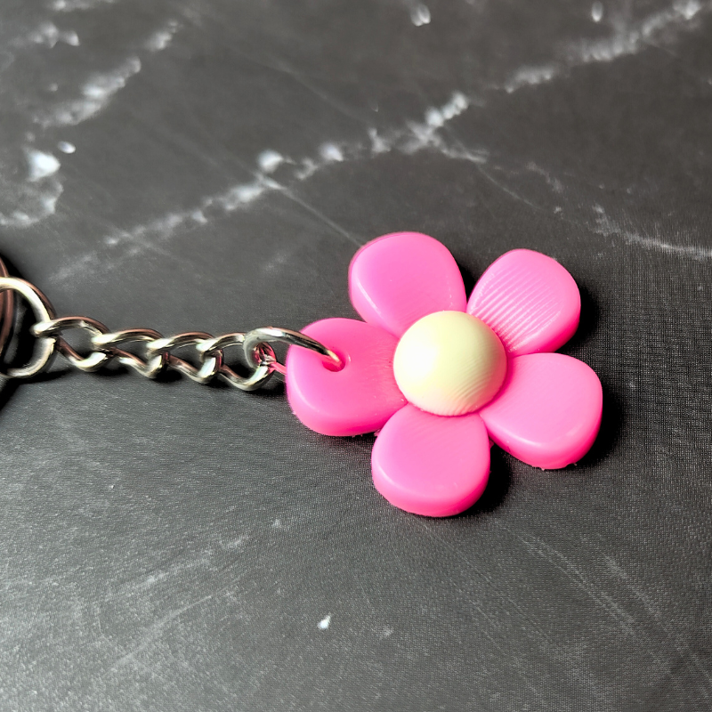 Pink flower keyring, cute small gift idea in Australia.