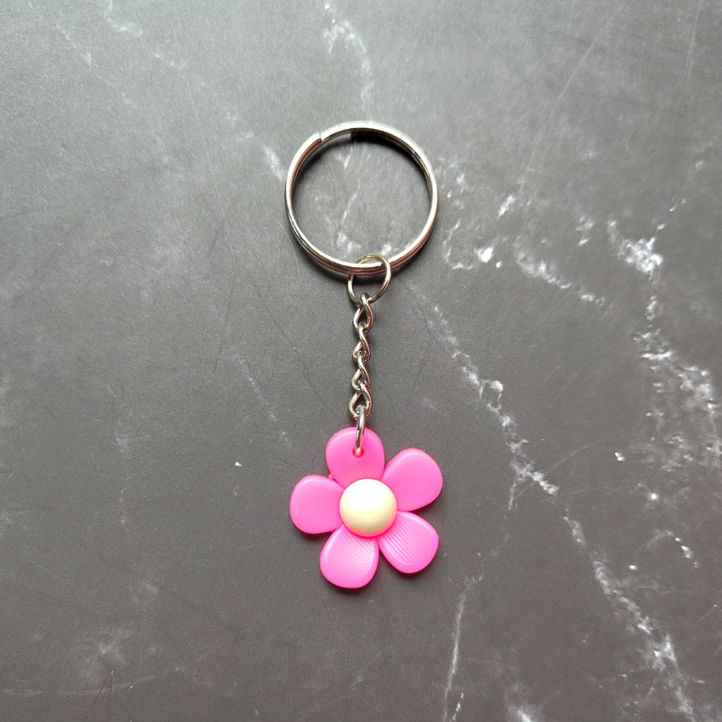 Cute pink flower keyring for girls.