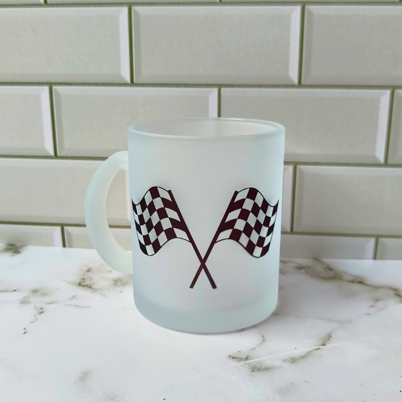 Racing Flags Frosted Glass Cup
