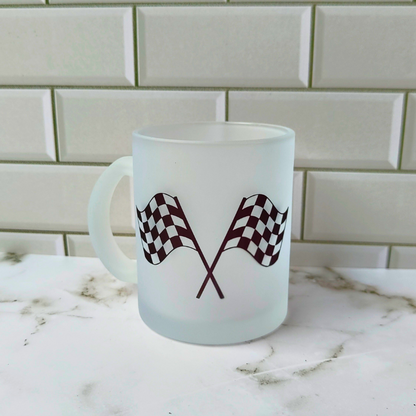Racing Flags Frosted Glass Cup