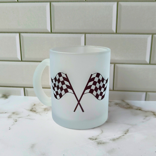 Racing Flags Frosted Glass Cup
