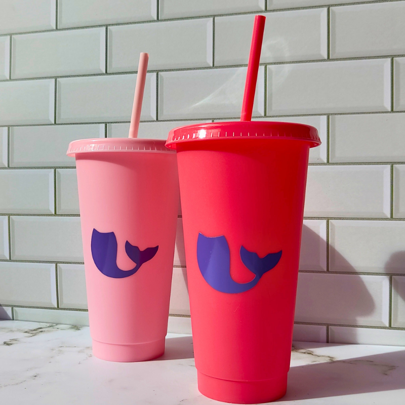 Reusable cups for girls with cute mermaid print.