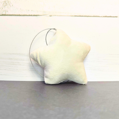 Hanging plush star, super soft in a lovely white colour. Easy decoration and comes ready to hang.