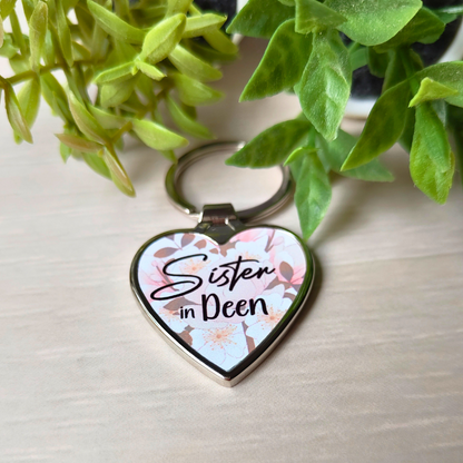 Muslimah keyring with cute Sister in Deen keyring. Unique new Muslim gift idea in Australia.