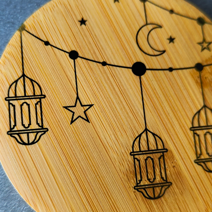 Islamic printed bamboo coaster.