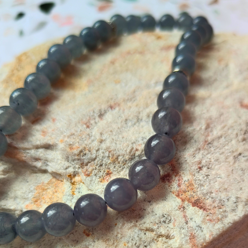 Grey crystal-look prayer beads. Islamic prayer beads, with 33 beads.