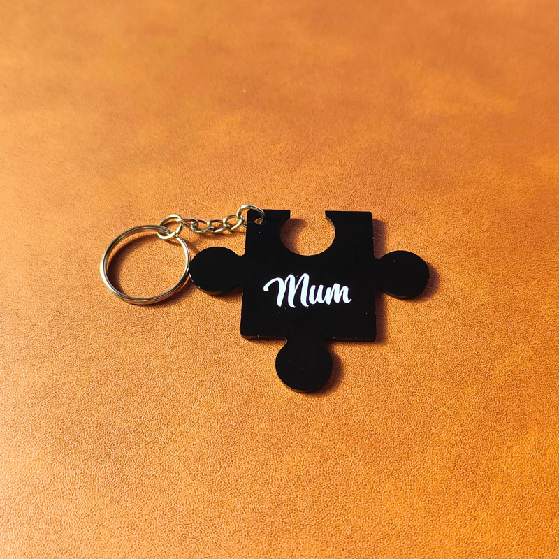 Puzzle piece novelty acrylic keyring for Mum.