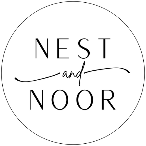 Nest and Noor Black and White Round Logo | Modern Islamic Home Decor and Gifts