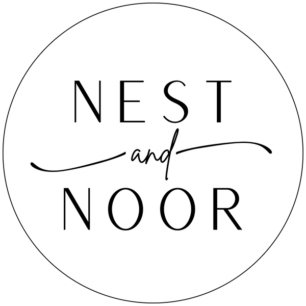 Nest and Noor Black and White Round Logo | Modern Islamic Home Decor and Gifts