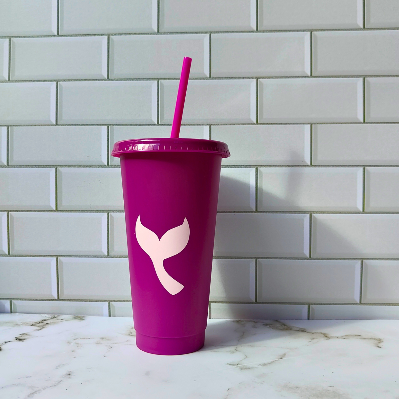 Mermaid cold cup with straw.