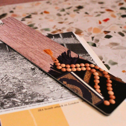Islamic theme printed metal aluminium bookmark with free coloured tassel.