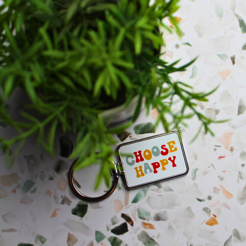 Choose Happy - Affirmation keyring. Simple keyrings under $10.