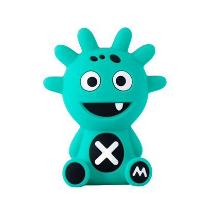 Mibblers Silicone Teether - 100% Latex-Free, Safe, and Adorable Teething Toy. Green Mint Mibbler on white background.