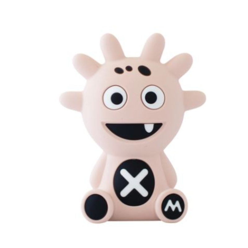 Mibblers Silicone Teether - 100% Latex-Free, Safe, and Adorable Teething Toy. Dusty Pink Mibbler on white background.