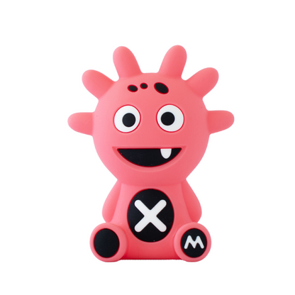 Mibblers Silicone Teether - 100% Latex-Free, Safe, and Adorable Teething Toy. Coral Mibbler on white background.