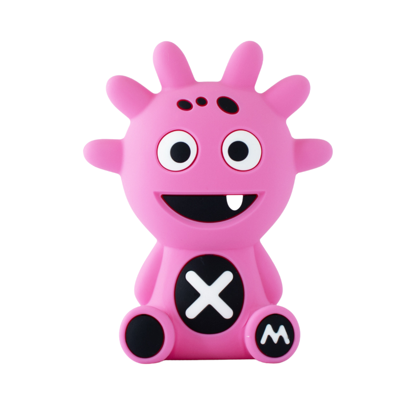 Mibblers Silicone Teether - 100% Latex-Free, Safe, and Adorable Teething Toy. Pink Mibbler on white background.