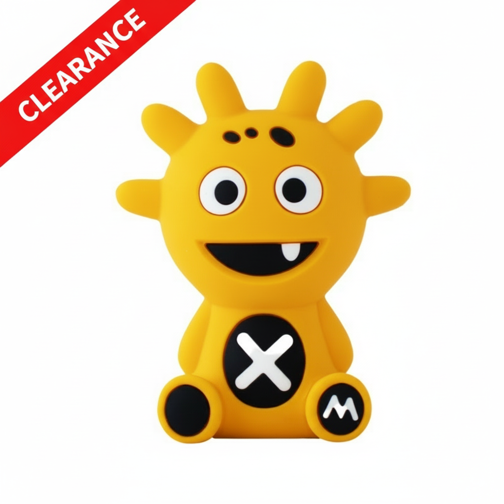 Mibblers Silicone Teether - 100% Latex-Free, Safe, and Adorable Teething Toy. Yellow Mibbler on white background.