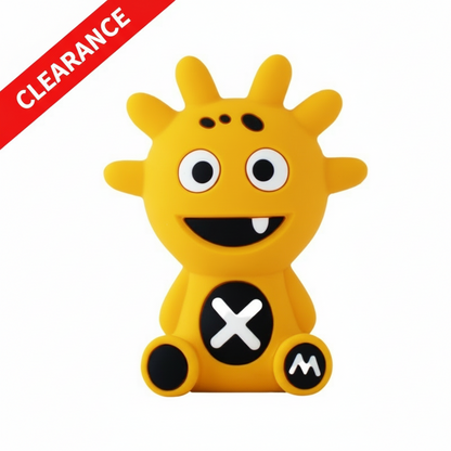 Mibblers Silicone Teether - 100% Latex-Free, Safe, and Adorable Teething Toy. Yellow Mibbler on white background.