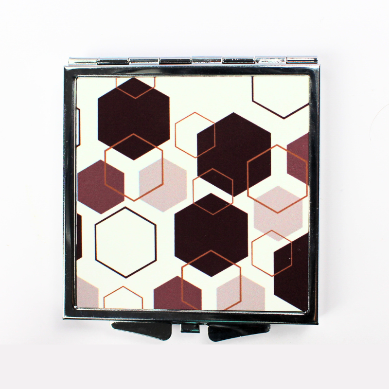 Compact Travel Mirror | Handheld Mirror | Geometric Shapes | Dual Mirror